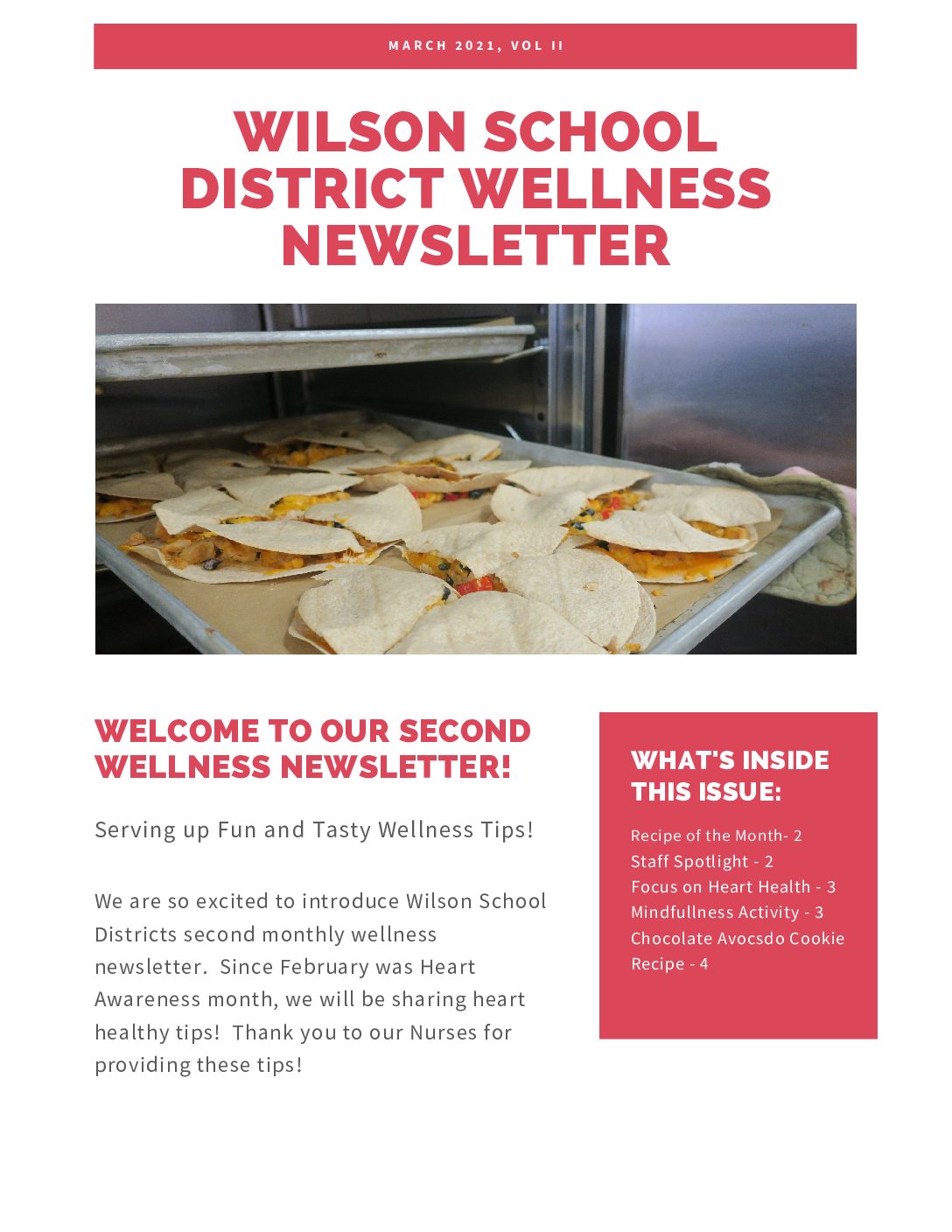 March 2021 Wellness Newsletter.WSD - Wilson School District